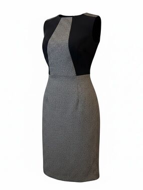 Hobbs London Sleeveless Colorblock Dress Black Gray Wool Blend Sz US 2 XS